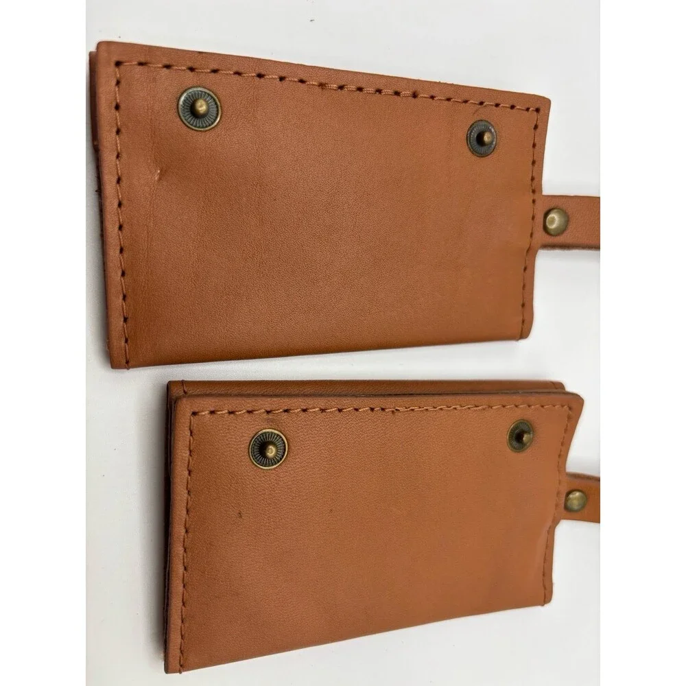 Lot of 2 Hartmann Luggage Tag Brown Folding Address Card ID Holder